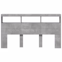 vidaXL Headboard Cabinet with LED Bed Headboard Concrete Grey 180x17x102 cm - Additional view 5