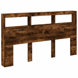 vidaXL Headboard Cabinet with LED Home Bed Headboard Smoked Oak 180x17x102 cm