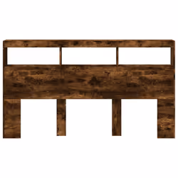 vidaXL Headboard Cabinet with LED Home Bed Headboard Smoked Oak 180x17x102 cm - Additional view 5