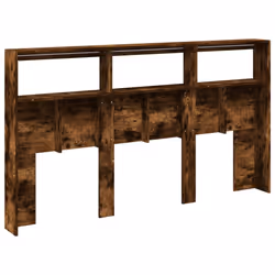 vidaXL Headboard Cabinet with LED Home Bed Headboard Smoked Oak 180x17x102 cm - Additional view 7