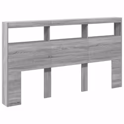 vidaXL Headboard Cabinet with LED Home Bed Headboard Grey Sonoma 180x17x102 cm - Additional view 2