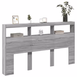vidaXL Headboard Cabinet with LED Home Bed Headboard Grey Sonoma 180x17x102 cm - Additional view 4