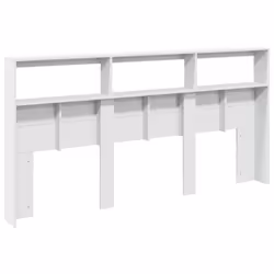 vidaXL Headboard Cabinet with LED Bedroom Bed Headboard White 200x17x102 cm - Additional view 5