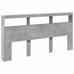 vidaXL Headboard Cabinet with LED Bed Headboard Concrete Grey 200x17x102 cm - Additional view 2