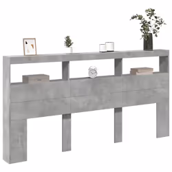 vidaXL Headboard Cabinet with LED Bed Headboard Concrete Grey 200x17x102 cm - Additional view 4