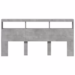 vidaXL Headboard Cabinet with LED Bed Headboard Concrete Grey 200x17x102 cm - Additional view 5