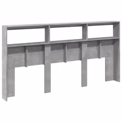 vidaXL Headboard Cabinet with LED Bed Headboard Concrete Grey 200x17x102 cm - Additional view 7