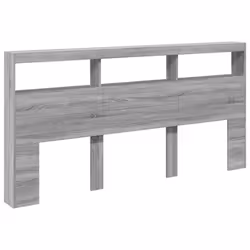 vidaXL Headboard Cabinet with LED Bed Headboard Grey Sonoma 200x17x102 cm - Additional view 2