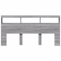 vidaXL Headboard Cabinet with LED Bed Headboard Grey Sonoma 200x17x102 cm - Additional view 5