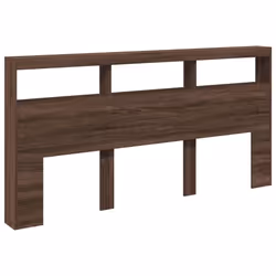 vidaXL Headboard Cabinet with LED Home Bed Headboard Brown Oak 200x17x102 cm