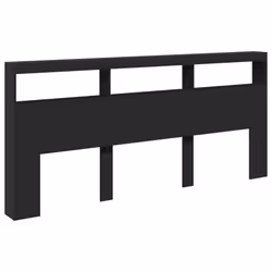 vidaXL Headboard Cabinet with LED Bedroom Bed Headboard Black 220x17x102 cm - Additional view 2
