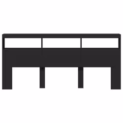 vidaXL Headboard Cabinet with LED Bedroom Bed Headboard Black 220x17x102 cm - Additional view 5