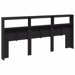 vidaXL Headboard Cabinet with LED Bedroom Bed Headboard Black 220x17x102 cm - Additional view 7