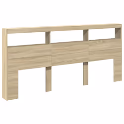vidaXL Headboard Cabinet with LED Bedroom Bed Header Sonoma Oak 220x17x102 cm - Additional view 2