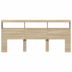 vidaXL Headboard Cabinet with LED Bedroom Bed Header Sonoma Oak 220x17x102 cm - Additional view 5