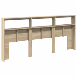 vidaXL Headboard Cabinet with LED Bedroom Bed Header Sonoma Oak 220x17x102 cm - Additional view 7