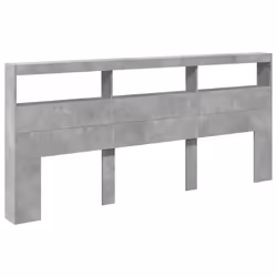 vidaXL Headboard Cabinet with LED Bed Headboard Concrete Grey 220x17x102 cm - Additional view 2