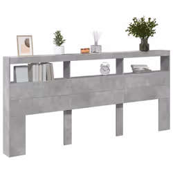vidaXL Headboard Cabinet with LED Bed Headboard Concrete Grey 220x17x102 cm - Additional view 4