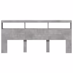 vidaXL Headboard Cabinet with LED Bed Headboard Concrete Grey 220x17x102 cm - Additional view 5