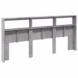 vidaXL Headboard Cabinet with LED Bed Headboard Concrete Grey 220x17x102 cm - Additional view 7