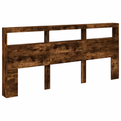 vidaXL Headboard Cabinet with LED Home Bed Headboard Smoked Oak 220x17x102 cm