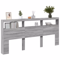 vidaXL Headboard Cabinet with LED Home Bed Headboard Grey Sonoma 220x17x102 cm - Additional view 4