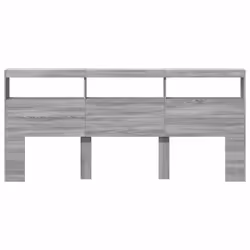 vidaXL Headboard Cabinet with LED Home Bed Headboard Grey Sonoma 220x17x102 cm - Additional view 5
