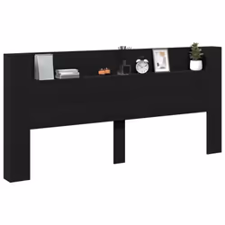 vidaXL Headboard Cabinet with LED Bedroom Bed Header Black 220x16.5x103.5 cm - Additional view 4