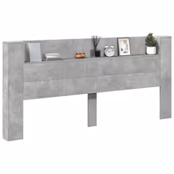 vidaXL Headboard Cabinet with LED Bed Cabinet Concrete Grey 220x16.5x103.5 cm - Additional view 4