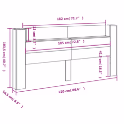 vidaXL Headboard Cabinet with LED Bed Headboard Brown Oak 220x16.5x103.5 cm - Additional view 3