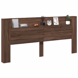 vidaXL Headboard Cabinet with LED Bed Headboard Brown Oak 220x16.5x103.5 cm - Additional view 4