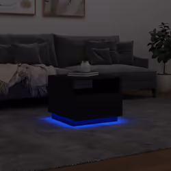 vidaXL Coffee Table with LED Lights Hallway End Table Side Sofa Table Black - Additional view 4