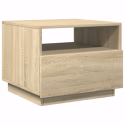 vidaXL Coffee Table with LED Lights Hallway Accent End Table Side Sofa Table - sonoma oak, 50 x 49 x 40 cm - Additional view 2