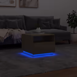 vidaXL Coffee Table with LED Lights Hallway Accent End Table Side Sofa Table - sonoma oak, 50 x 49 x 40 cm - Additional view 4