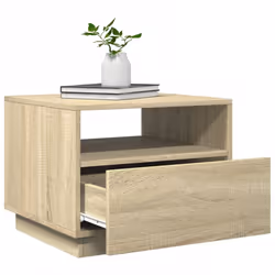 vidaXL Coffee Table with LED Lights Hallway Accent End Table Side Sofa Table - sonoma oak, 50 x 49 x 40 cm - Additional view 5