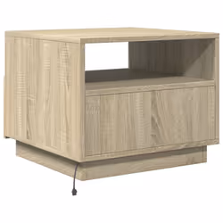 vidaXL Coffee Table with LED Lights Hallway Accent End Table Side Sofa Table - sonoma oak, 50 x 49 x 40 cm - Additional view 8