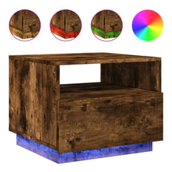 vidaXL Coffee Table with LED Lights Hallway Accent End Table Side Sofa Table - smoked oak, 50 x 49 x 40 cm