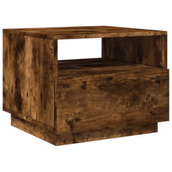 vidaXL Coffee Table with LED Lights Hallway Accent End Table Side Sofa Table - smoked oak, 50 x 49 x 40 cm