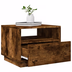 vidaXL Coffee Table with LED Lights Hallway Accent End Table Side Sofa Table - smoked oak, 50 x 49 x 40 cm - Additional view 5