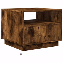 vidaXL Coffee Table with LED Lights Hallway Accent End Table Side Sofa Table - smoked oak, 50 x 49 x 40 cm - Additional view 8