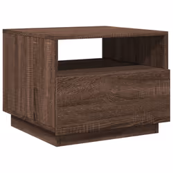 vidaXL Coffee Table with LED Lights Hallway Accent End Table Side Sofa Table - brown oak, 50 x 49 x 40 cm - Additional view 2