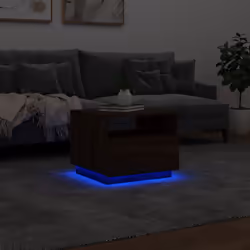 vidaXL Coffee Table with LED Lights Hallway Accent End Table Side Sofa Table - brown oak, 50 x 49 x 40 cm - Additional view 4