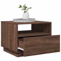 vidaXL Coffee Table with LED Lights Hallway Accent End Table Side Sofa Table - brown oak, 50 x 49 x 40 cm - Additional view 5
