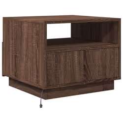 vidaXL Coffee Table with LED Lights Hallway Accent End Table Side Sofa Table - brown oak, 50 x 49 x 40 cm - Additional view 8