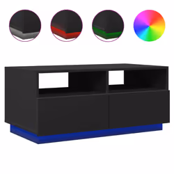 vidaXL Coffee Table with LED Lights Hallway Accent End Table Side Sofa Table - black, 90 x 49 x 40 cm