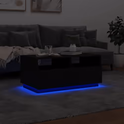 vidaXL Coffee Table with LED Lights Hallway Accent End Table Side Sofa Table - black, 90 x 49 x 40 cm - Additional view 4