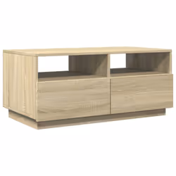 vidaXL Coffee Table with LED Lights Hallway Accent End Table Side Sofa Table - sonoma oak, 90 x 49 x 40 cm - Additional view 2