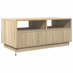 vidaXL Coffee Table with LED Lights Hallway Accent End Table Side Sofa Table - sonoma oak, 90 x 49 x 40 cm - Additional view 6