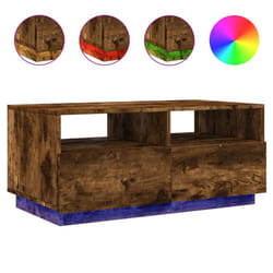 vidaXL Coffee Table with LED Lights Hallway Accent End Table Side Sofa Table - smoked oak, 90 x 49 x 40 cm