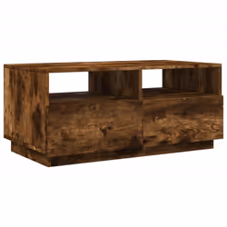 vidaXL Coffee Table with LED Lights Hallway Accent End Table Side Sofa Table - smoked oak, 90 x 49 x 40 cm